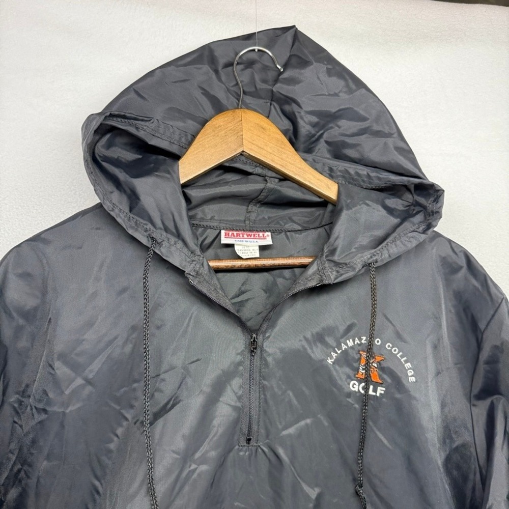 Vintage Kalamazoo College Jacket Men's XL Black Golf Made In USA Hooded 70s 80s